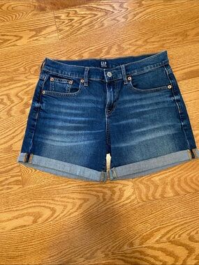 GAP Women's Dark Blue Roll-Cuff Denim Shorts